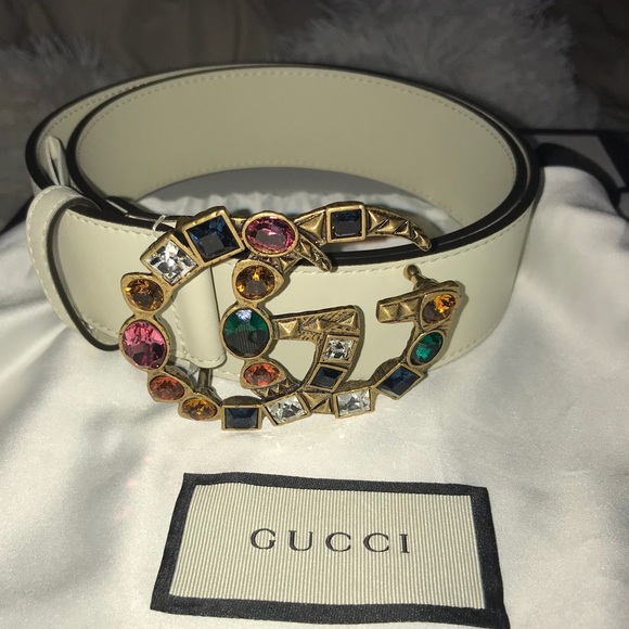 Gucci Accessories - Gucci leather with crystal double G belt